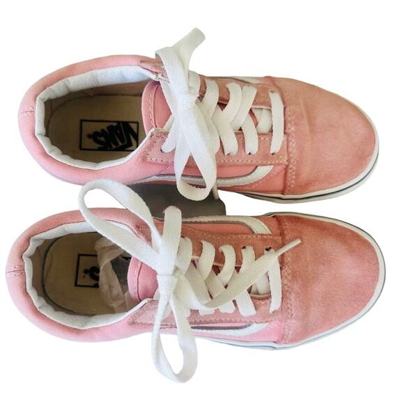 VANS Girls Old Skool Skate Sneaker Rose Dawn Pink Suede Size 2.5 Unisex Leather - Picture 2 of 6